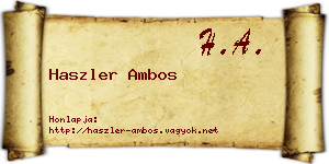 Haszler Ambos névjegykártya